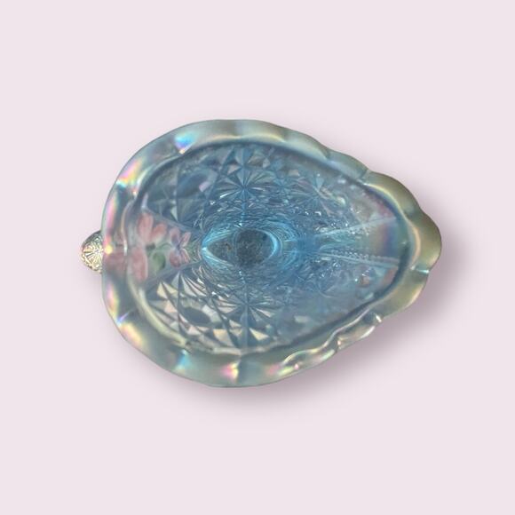 Vintage Fenton Handpainted & Signed Blue Daisy Pattern Boot w/Flowers - Picture 3 of 7